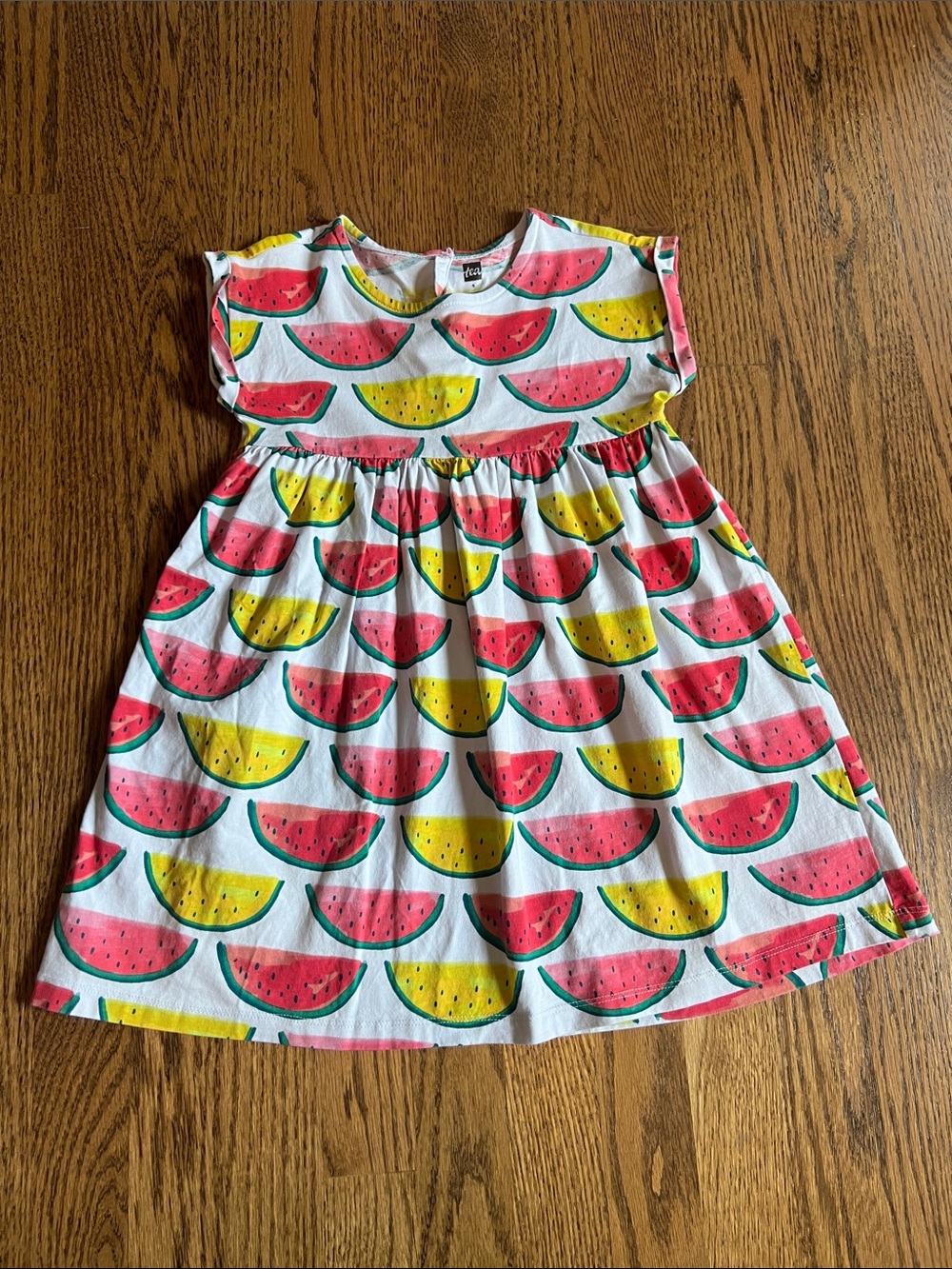 Tea Collection Girls' Watermelon Print Dress - Pink & Yellow